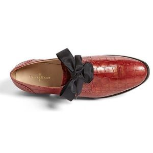 Breslyn Oxford red gold croc leather loafers size9